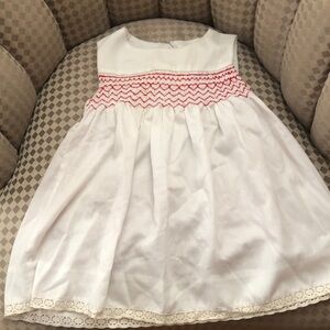 Elegant White and Red Kids Dress